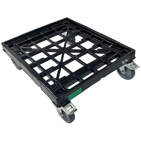 Effizient 21 in Plastic Dolly, HDPE, 2 rigid casters w/brake, 2 swivel casters EFFP151